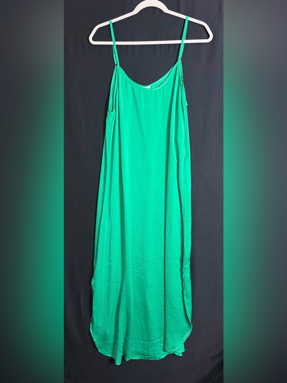 Sadie & Sage Emerald Green Maxi Slip Dress M adjustable straps lightweight